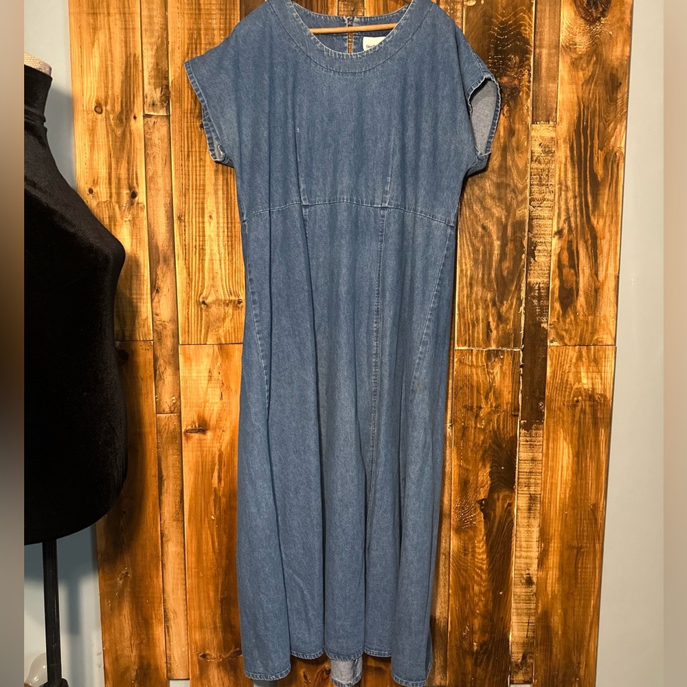 Stephanie Thomas Vintage short sleeve denim maxi slip on dress size XXL
